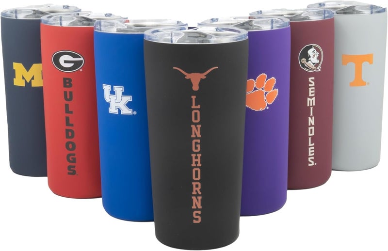 Decorvo Officially Licensed Collegiate Stainless Steel Tumbler - Double Walled Insulated Travel Tumbler with Slide Lid - 18 oz (Texas - Black) - Image 1